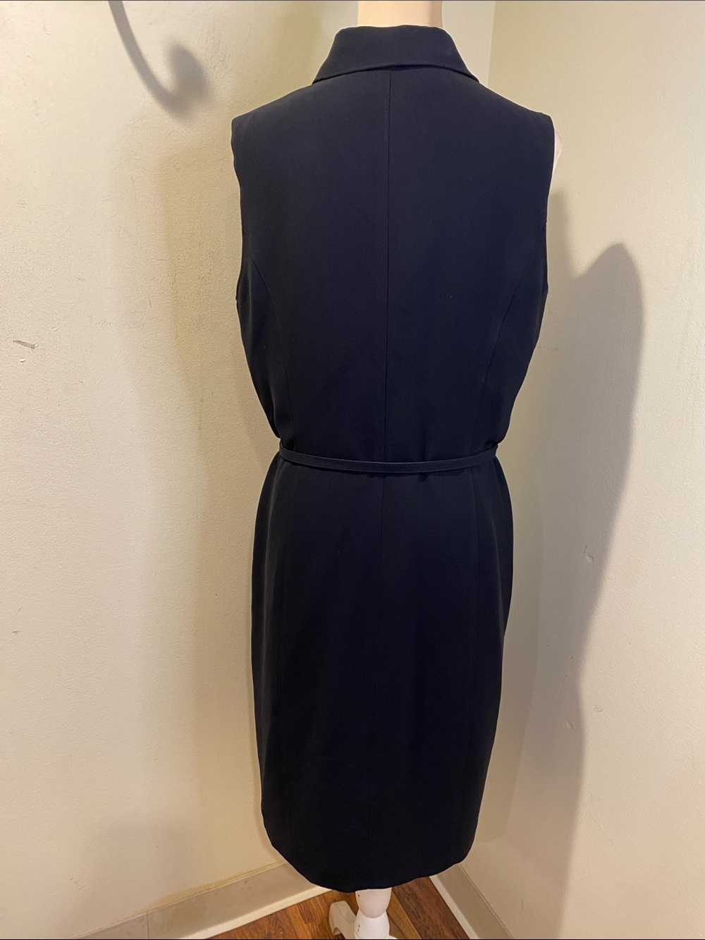 CASUAL CORNER Sleeveless Black Midi Shirt Dress with Slim Belt SZ 12 - Picture 10 of 11